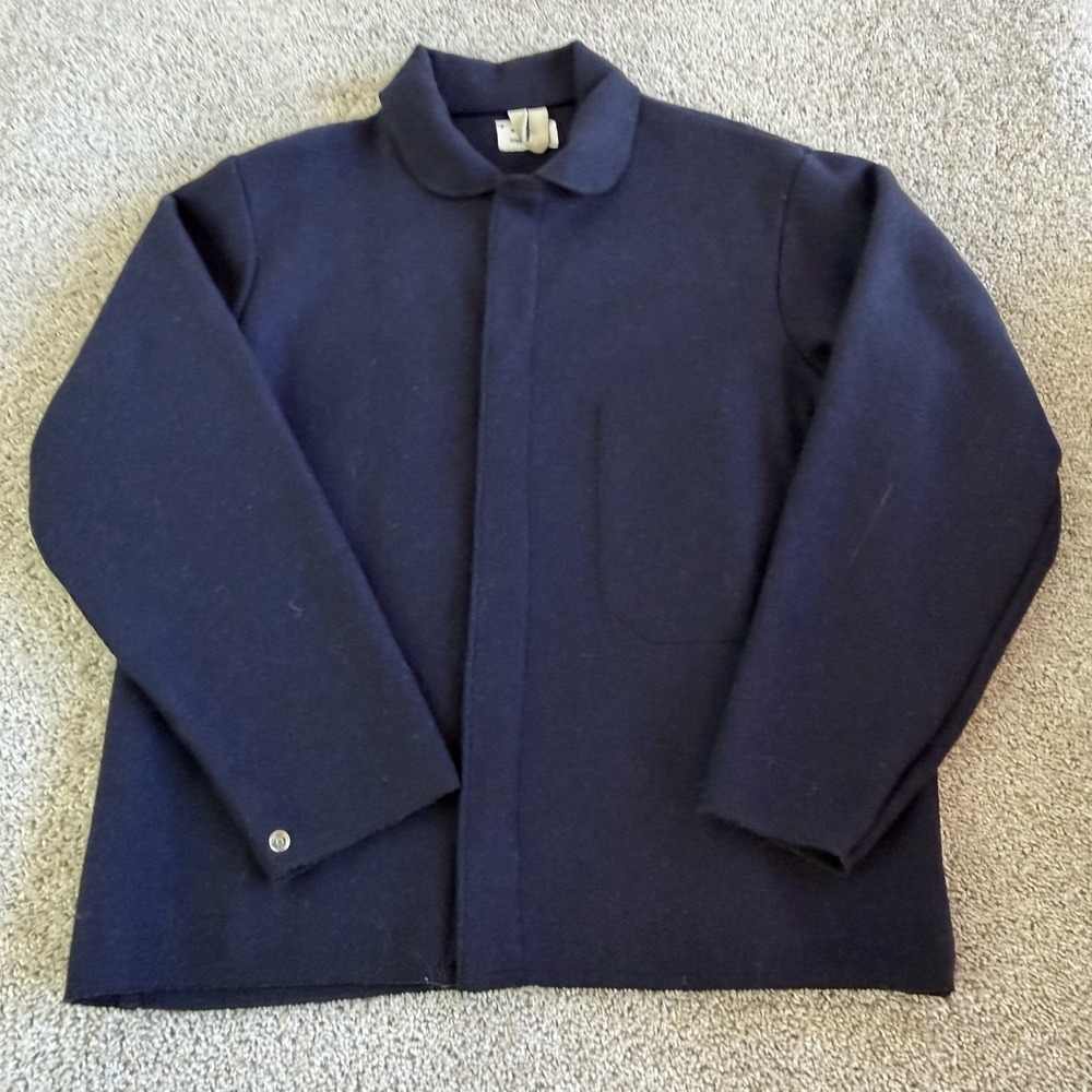 Steel Grip Coat Mens Large Blue Wool Overcoat Snap Front Workwear Winter Warm